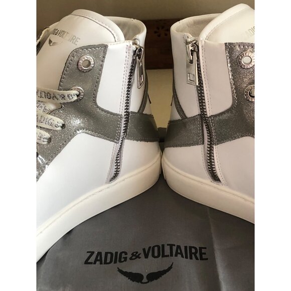 NIB ZADIG & VOLTAIRE HIGH FLASH INFINITY PATENT HIGH-TOP SNEAKERS SIZE 38 / US 7 - Picture 11 of 14